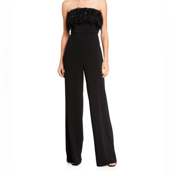 Neiman Marcus Jay Godfrey Elaina JumpsuitGlittered ostrich feather detailing